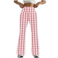 thumbnail image 4 of QATAINLAV Plaid Pants for Women Casual High Waist Flared Leggings Milk Silk Soft Yoga Pants 2024 Fall Bell Bottom Trousers Red S, 4 of 8