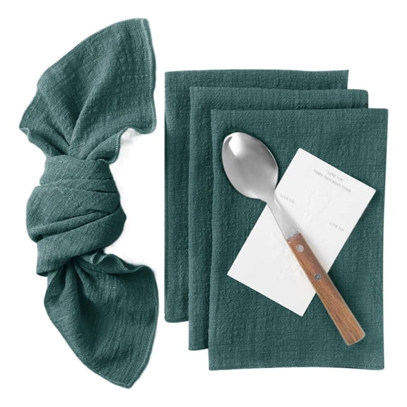 Dusknt Washable Cotton Linen Napkins Set, 16X16 Inches Cloth Napkins for Wedding Party, Soft Absorbent Reusable Napkins for Bridal Shower Birthday