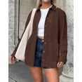 thumbnail image 4 of BTFBM Faux Suede Jacket Women Fall Fashion Leather Jackets Long Sleeve Button Down Winter Coats Shackets Outerwear, 4 of 9