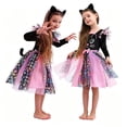 thumbnail image 4 of Tisuna Girls Halloween Dress Up Outfit Set Stylish Fit Cartoon Cat Print Long Sleeve Dresses With Matching Outfits 3 Pieces Halloween Festival Party Clothes Set For Age 2-12 Years, 4 of 5