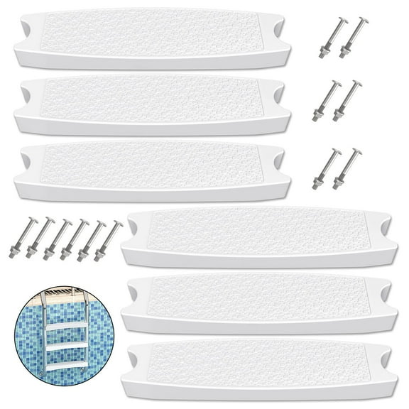 Washranp White Pool Ladder Steps Replacement with Screws for In-ground and Above-Ground Pools