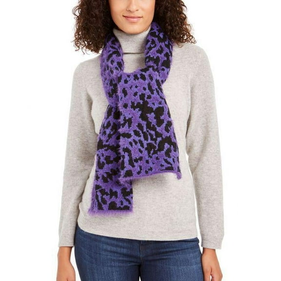 Dkny Fuzzy Animal Print Knit Scarf