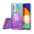 thumbnail image 2 of SOGA Quicksand Cover Cute Girl Phone Case Compatible for Samsung Galaxy A52 5G Case, with Ring for Magnetic Car Mounts, Lanyard, Tempered Glass - Purple / Teal, 2 of 6