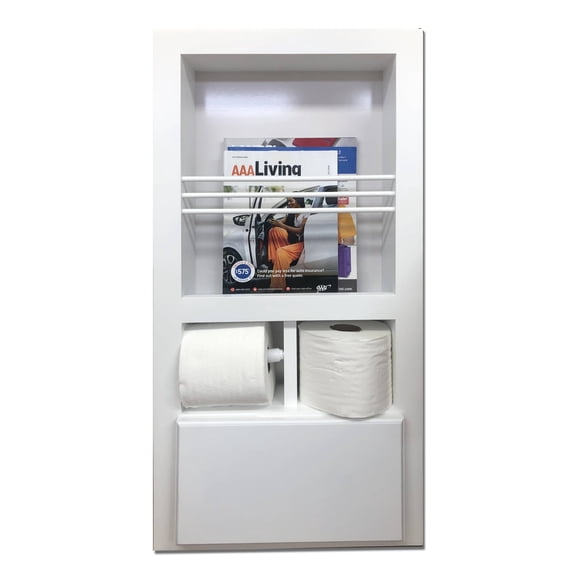 Metis White Enamel Combination Toilet Paper Holder Recessed Magazine Rack