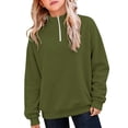thumbnail image 5 of PLHWHYQ Girls' Zip Neck Hoodie for Little Girls – Cozy Kids' Casual Sweatshirt with Stand Up Collar Lightweight Winter Layer Army Green 11-12 Years, 5 of 8