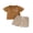 Brown, variant on Toddler Baby Boys Summer Outfits Adorable Football Embroidery Short Sleeve Tops and Striped Shorts Set