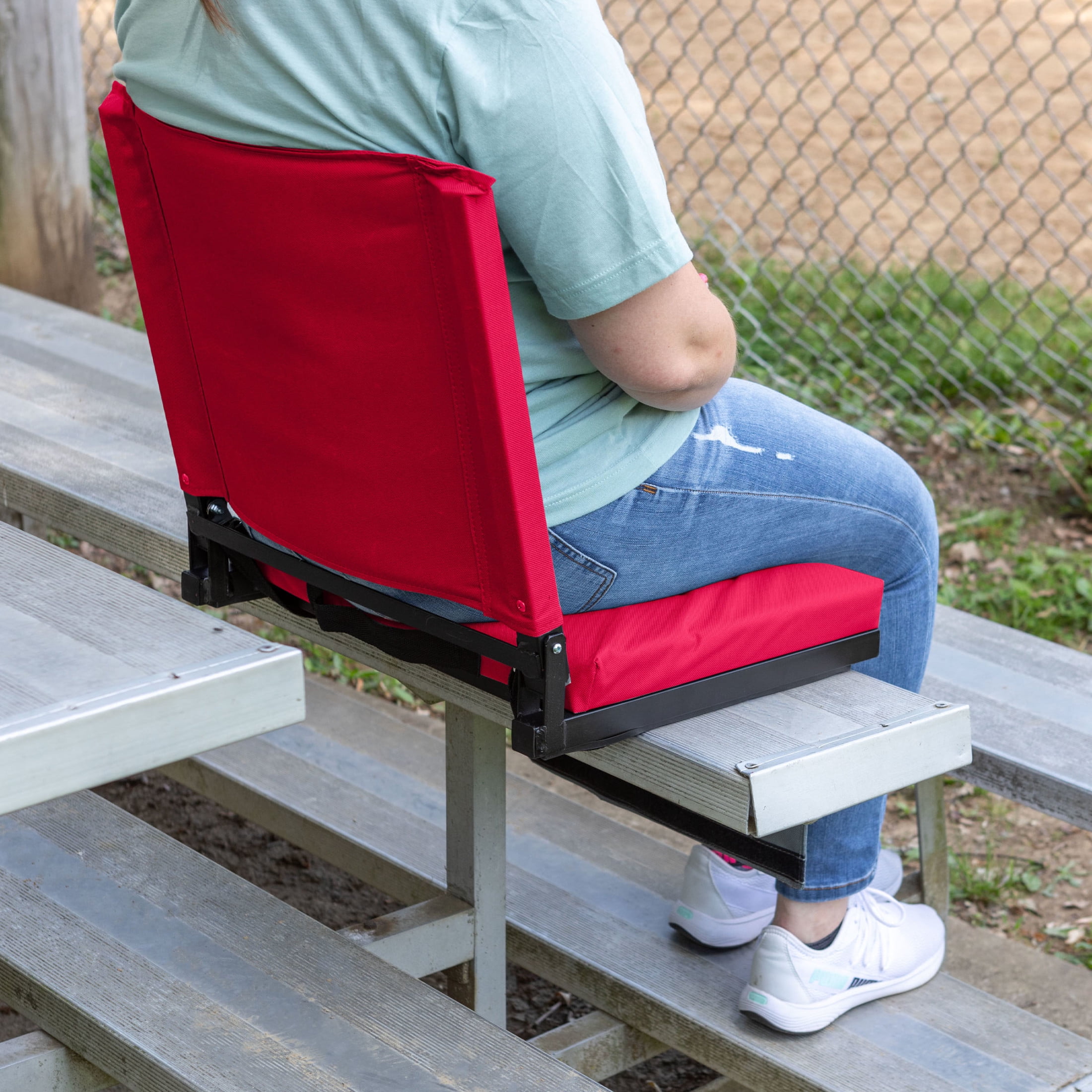 Home-Complete Bleacher Seat - Stadium Seat Cushion with Back, Maroon