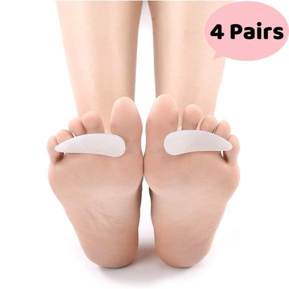 LQQBOX 4 Pair/8 Pcs Gel Hammer Toe Crest Cushions, Right/Left Hammertoe Gel Support Pads, Straightener and Corrector for Curled, Curved, Crooked, Overlapping, Clubbed Claw and Mallet Toes