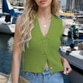 thumbnail image 2 of ZyeKqe Cropped Sweater Vests for Women Sleeveless Button down Tank Top V Neck Knit Crop Top, 2 of 4