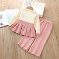 thumbnail image 5 of ITSAME Girls 2-Piece Long Sleeve Peplum Top and Pants Set Fall Winter Casual Knit Clothing Outfit Pink Size 5T, 5 of 7