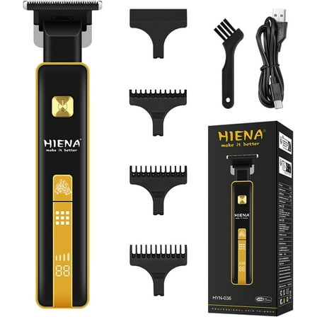 Professional Hair Trimmer for Men,Cordless T-Blade Hair Clipper Barber Trimmer, Zero-Gap Beard Trimmer with LED Display, Rechargeable