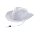 thumbnail image 2 of Kids Girls Boys Wide Brim Western Cowboy Cowgirl Hat with Wind Lanyard Felt Fedora Hat Lightweight Sun Hat White, 2 of 5