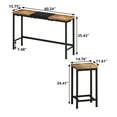 thumbnail image 3 of UHOMEPRO Dining Table Set for 3, Vintage Rectangular Counter Height Bar Table with 3 Stools, 4 Piece Bar Table Set for Kitchen Bar Dining Room Breakfast Nook, Hanging Stool Design, Natural + Black, 3 of 8