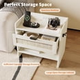 thumbnail image 4 of GarveeHome Rattan Nightstand, Bedside Table with Type-C Charging Station - 1 Storage Drawer & Open Storage Space, White, 4 of 9