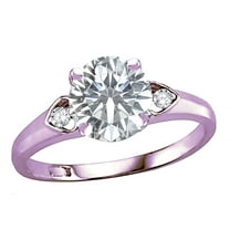 Star K� Round 7mm White Topaz Three 3 Stone Heart Engagement Promise Wedding Ring