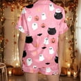 thumbnail image 5 of Halloween Pajamas 2 Piece Satin Pajama Set Pumpkin Ghost Printed Button Down Shorts Pajama Set For Women Loungewear Sets Woman Womens Nighties, 5 of 7