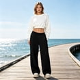 thumbnail image 2 of VV AVEORS Wide Leg Sweatpants Women Baggy High Waisted Gym Workout Joggers Elastic Waist Track Pants Black S, 2 of 7