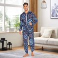 thumbnail image 6 of FORMRS Onesies Pajama for Adults Unisex Hoodie Winter Jumpsuit One Piece Sleepwear, Sizes S-2XL, Blue Fireworks Pattern, 6 of 7