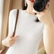 thumbnail image 1 of Suéter fino de otoño para mujer, suéter de manga corta con cuello redondo para mujer, suéter de lana base para mujer, 1 of 6