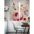 thumbnail image 5 of Pink White Spring Floral Semi Sheer Curtains 63 Inch Length 2 Panels Set, Vintage Flowers Watercolor Sheer Kitchen Curtain Privacy Voile Window Curtain for Living Room Bedroom Rod Pocket Drapes, 5 of 7