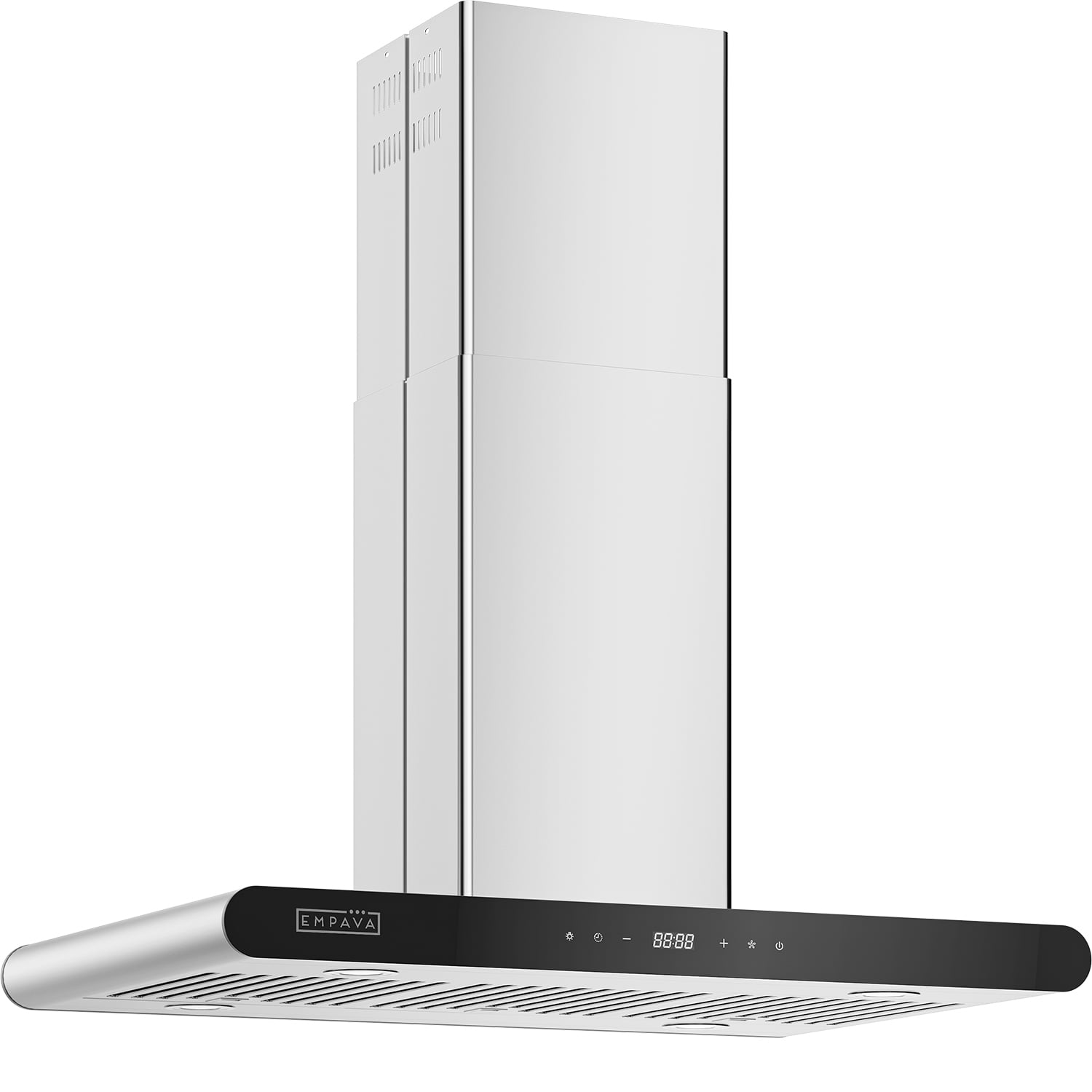 Empava 36 in. 400 CFM Island Range Hood - Ducted Exhaust Kitchen Vent - Tempered Glass - Soft Touch Controls - 3 Speed Fan - Permanent Filter - LEDs Light in Stainless Steel