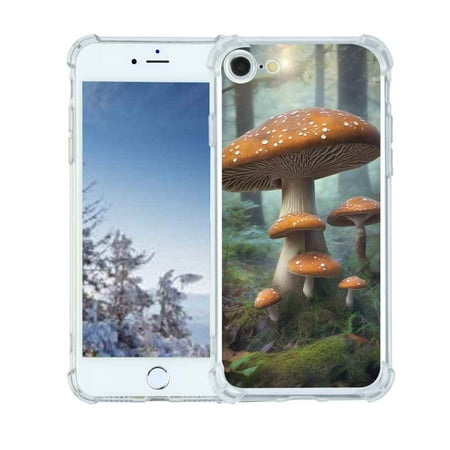 Mystical-forest-mushrooms-5 Phone Case, Designed for iPhone SE 2022 Case Soft TPU for girls boys gift,Shockproof Phone Cover