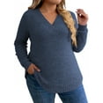 thumbnail image 3 of NISVIYA Womens Winter Plus Size Sweather with Long Sleeves,Fashion Casual Loose Fit Knit V-Neck Tops, 3 of 5