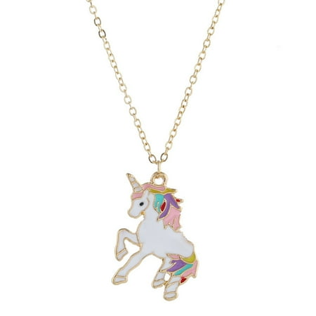 KABOER Rainbow Unicorn Charm Pendant Necklace Magical Birthday Gift