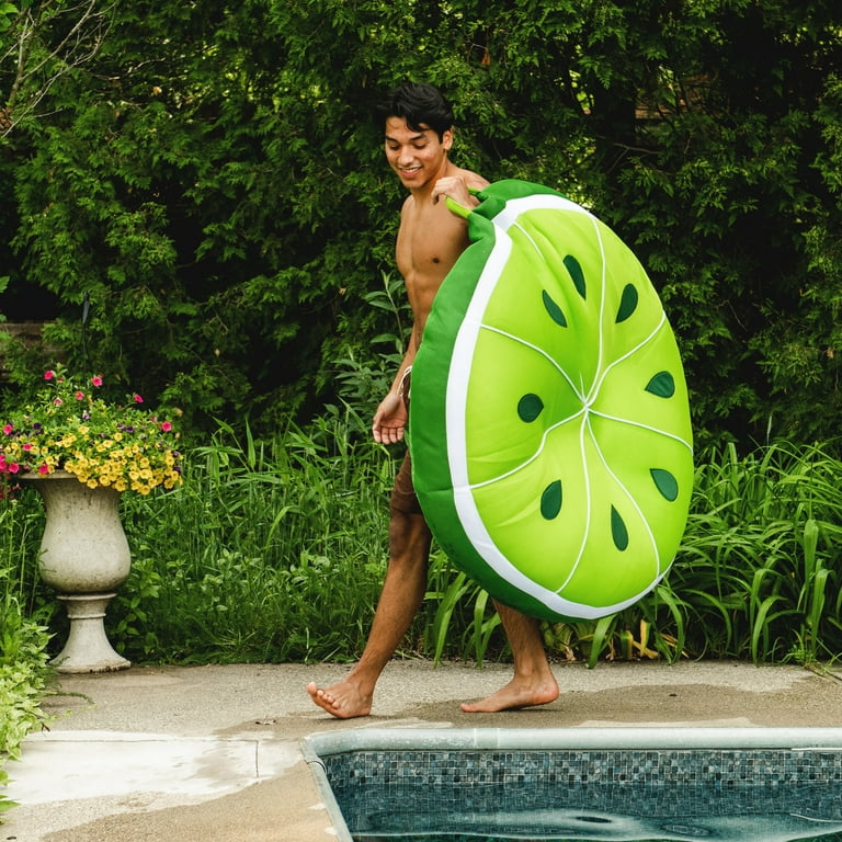 Big Joe Fruit Slice Float No Inflation Needed Pool Lounger Lime Mesh Quick Draining Fabric 4 feet Big