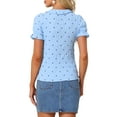 thumbnail image 3 of INSPIRE CHIC Women's Peter Pan Collar T Shirt Textured Stars Button Down Ruffle Top, 3 of 5