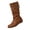 Brown, variant on Willtoo Womens Mid Calf Boots Round Toe Buckle Decor Side Zipper Tall Boots Fall Winter Flat Casual Non Slip Booties