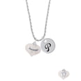 thumbnail image 2 of Delight Jewelry Precious White Heart with Baby Feet Silvertone Script Initial Disc - P - Charm Necklace, 20"+3", 2 of 4