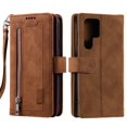 thumbnail image 2 of Dteck Wallet Case for Samsung Galaxy S23 Ultra,Magnetic Handbag Zipper Pocket PU Leather Cover Flip with 9 Card Slots and Wrist Strap Folio TPU Inner Stand Case,Brown, 2 of 8