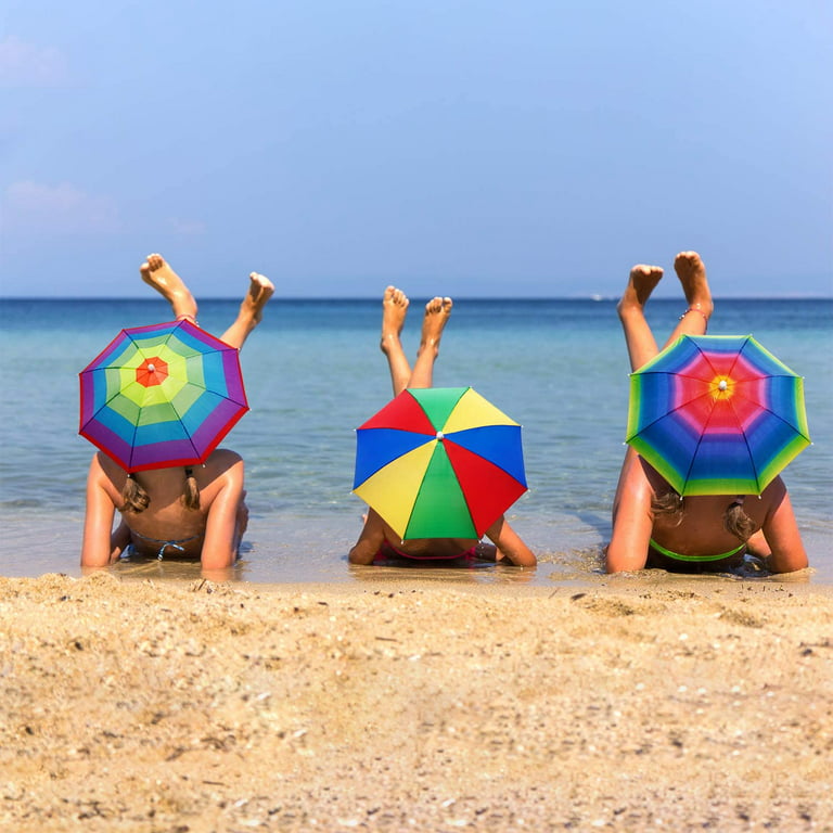 Visland Umbrella hat for Kids Adults Outdoor Multicolor Head Umbrella Cap  Rainbow Fishing Hats and Folding Waterproof Hands Free Party Beach Headwear  