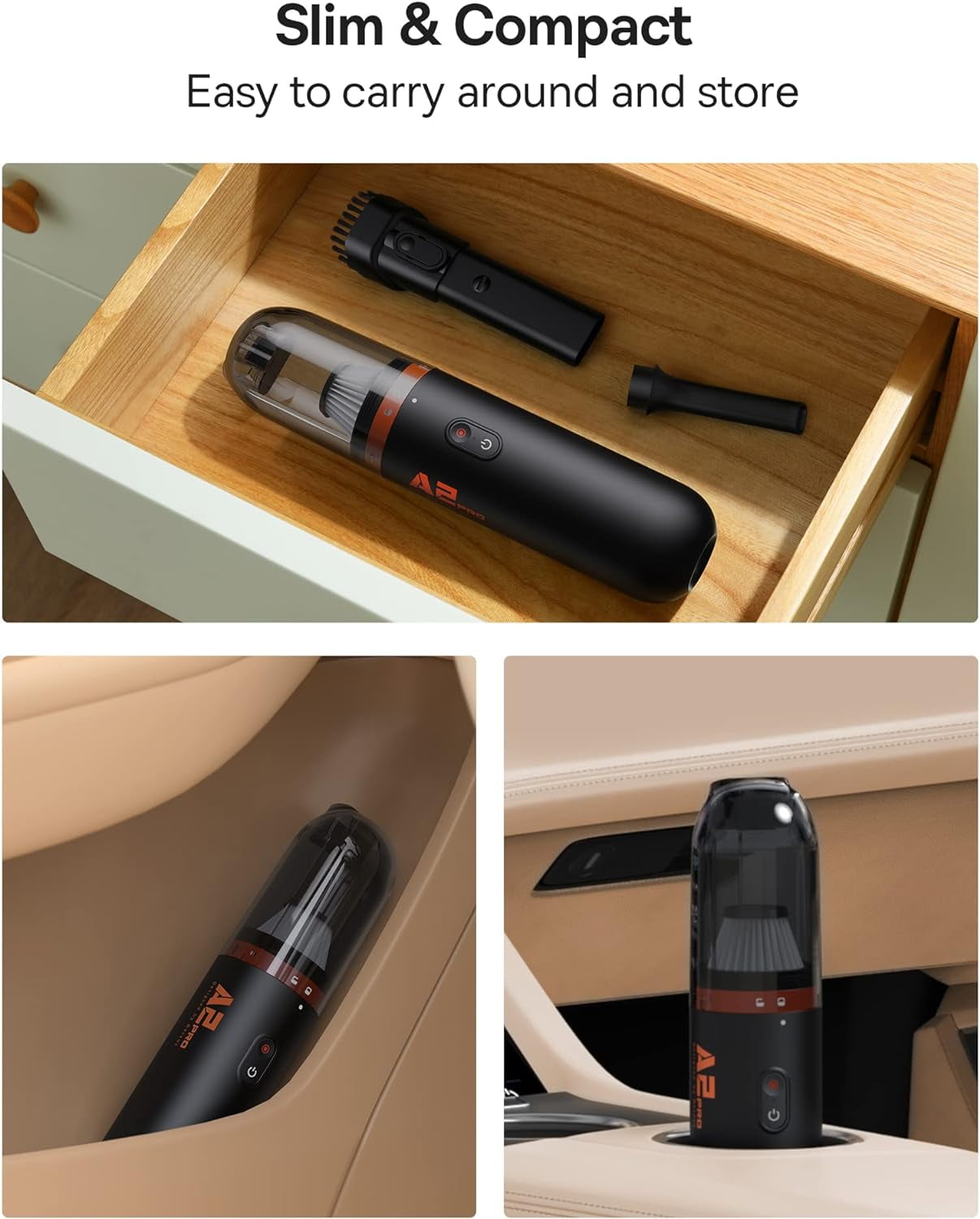 Baseus Handheld Vacuum Cleaner, Car Vacuum Cordless Rechargeable with Ultra Low Noise and 3H Type-C Fast Charging, Mini Portable Hand Held Vacuum Small Dust Buster for Dog Hair,Keyboard,Car