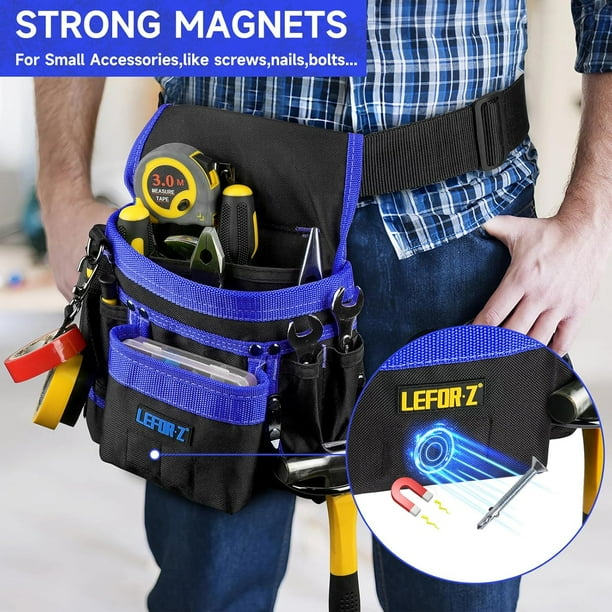 Tool Belt Magnetic Tool Pouch 14 Pockets Tool Belts for Men Detachable Adjustable Tool Pouch belt for Electrician Carpenter Construction Work Apron Utility Belt Gift for Dad Black Blue Walmart Busines...