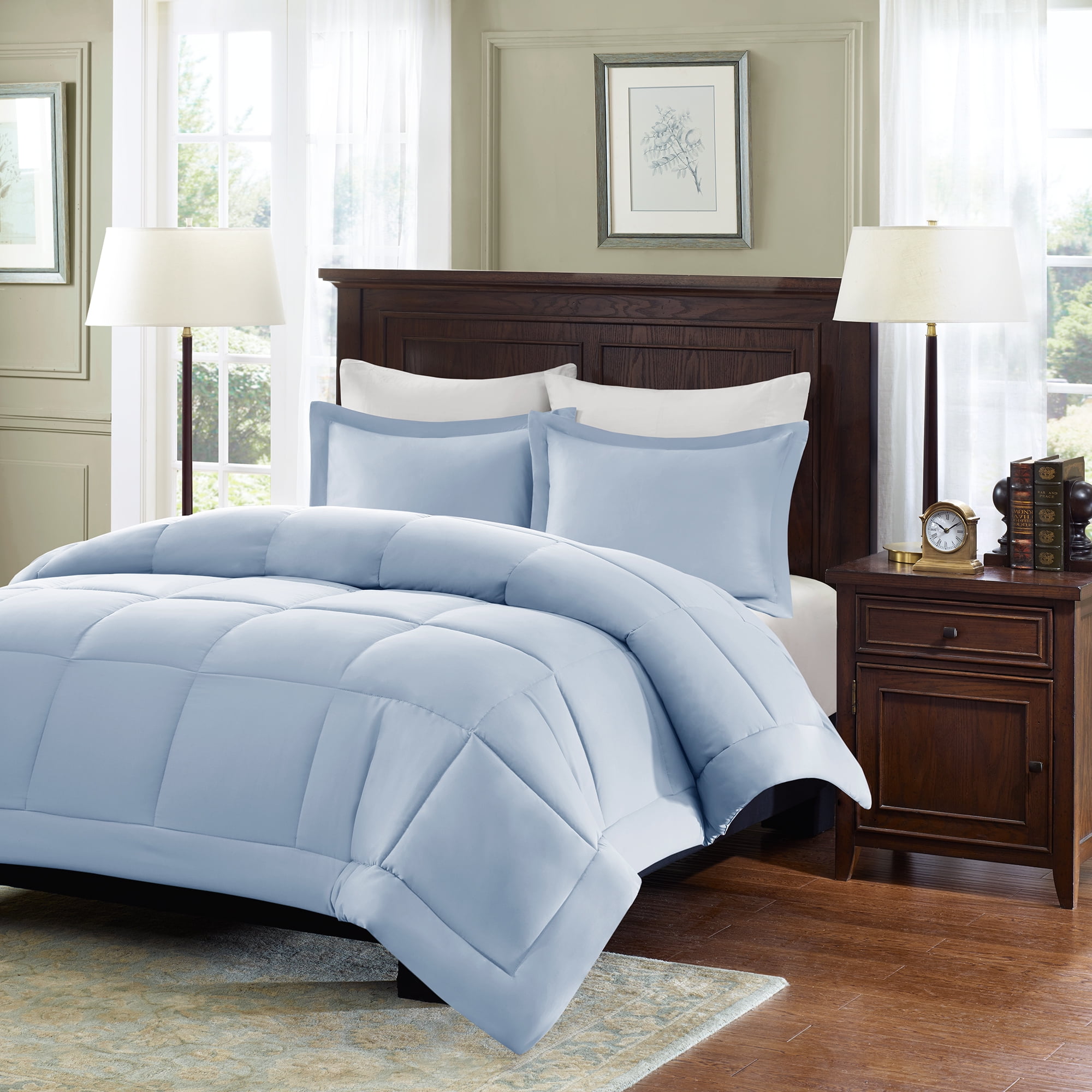 Comfort Classics Belford Microcell Down Alternative Comforter Set, Blue,  King/Cal King - Walmart.com