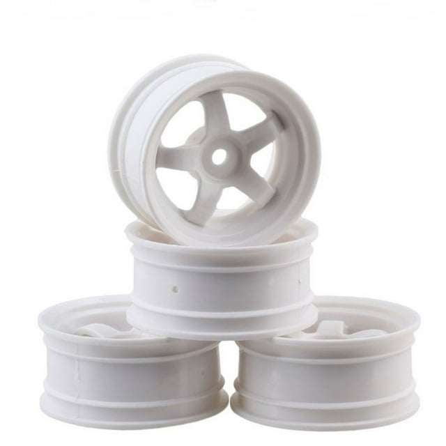 heritaly 4 Pieces52mm Elastic *RC Car Tires Wheel Rims Plastic Wear-resistant Hub Lightweight Running Tyres High Traction Five Star/White 1Set