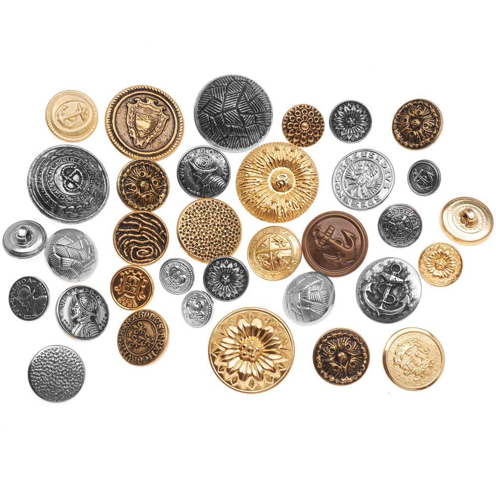 SET OF 15 free shipping LOWER PRICE!!! BRASS GOLD TONE METAL ROUND BUTTONS 