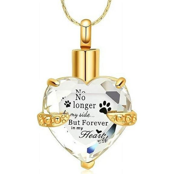Pet Cremation Jewelry for Ashes Best Friend Heart Shape Memorial Urn Necklace Stainless Steel Crystal Pendant Ashes Holder Urn Keepsake