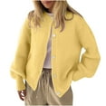thumbnail image 2 of ClodeEU Cardigan Sweaters for Women, Long Sleeve Button Up Crewneck Crop Cardigan ,Sweater Cute Knitwear Clothes Yellow,Womens Plus L, 2 of 7