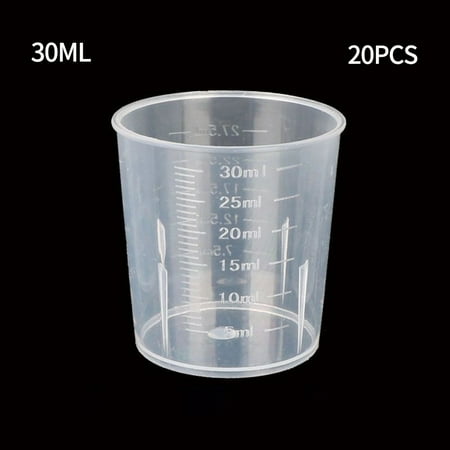 

20Pcs 10/20/30ml Transparent Plastics Measure Cups Dual Scales Cup Container