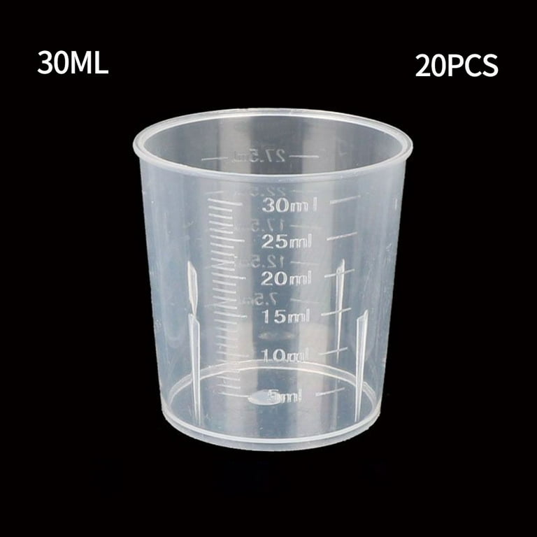 Yannee 20 Pcs 30 ml Transparent Plastics Measure Cups Dual Scales Cup  Container