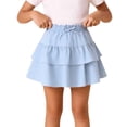 thumbnail image 2 of ATOGUTA Floral Skirts for Girls Blue Elastic High Waist A-Line Short Mini Skirt for School Casual 5T-16, 2 of 7
