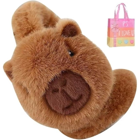 Capybara Ear Muffs for Winter - Plush Animal Earmuffs Cute Foldable, Warm Ear Covers for Women Men, Cold Weather Gear for Outdoor Hiking Skiing School Office Travel(XX)