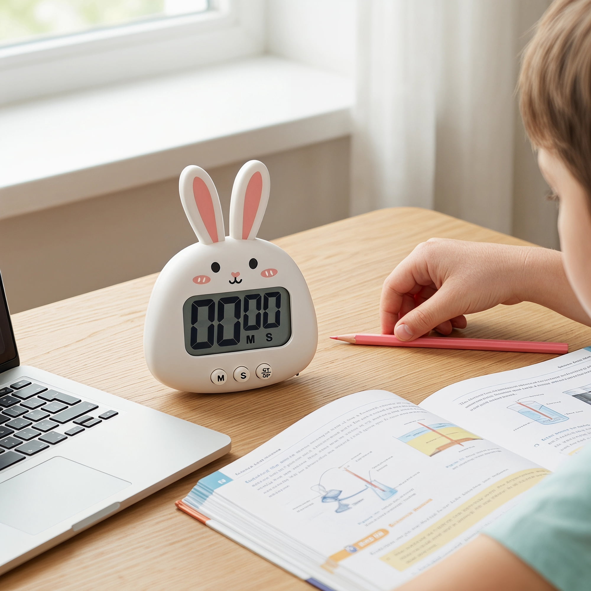 Unique Bargains Digital Kitchen Timer with Loud Alarm and Magnetic Backing White Rabbit
