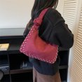 thumbnail image 6 of Retro Faux Suede Rivet Shoulder Bags Large Studded Purse Slouchy Shoulder Purse Fall Accessories (Red), 6 of 10