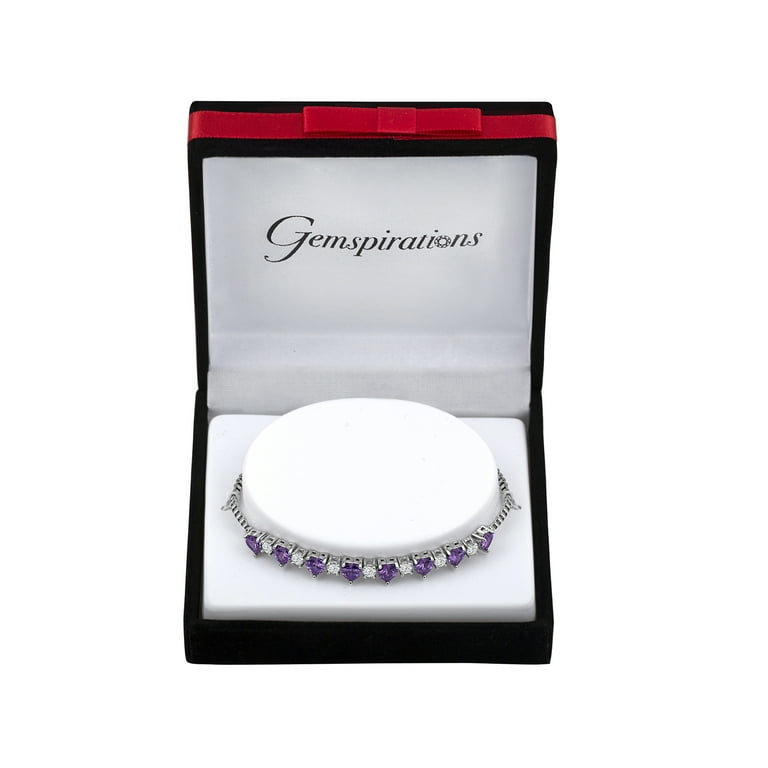 Sterling Silver Rhodium Plated Amethyst Adjustable Bolo Bracelet Sterling Silver Rhodium Plated Amethyst Adjustable Bolo Bracelet