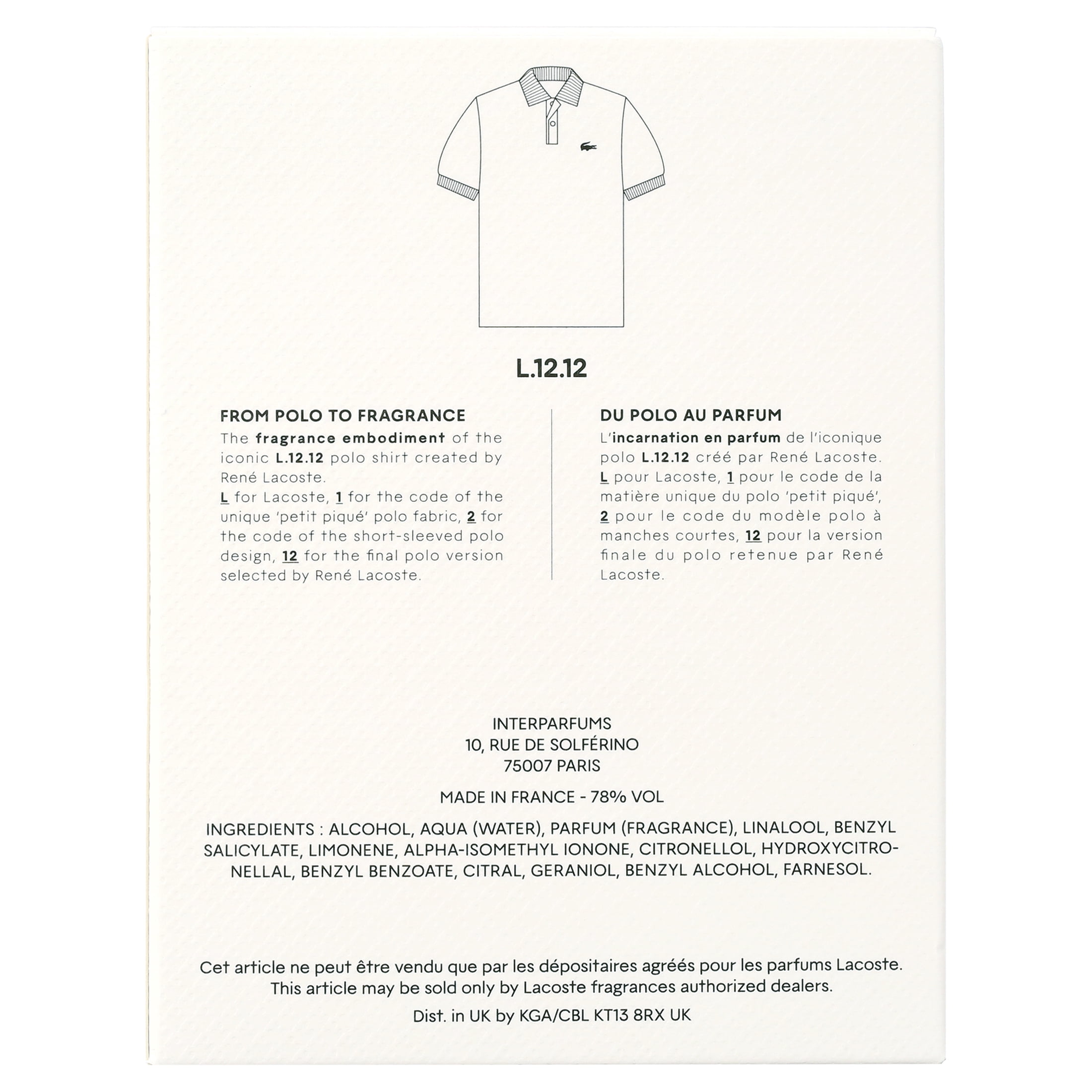 Lacoste L.12.12 Blanc Eau De Toilette Spray 100ml/3.3oz