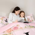 thumbnail image 5 of Homewish Rose Initial L Letter Full Size Comforter Sets, Kawaii Cartoon Butterfly Bedding Comforter Set, Teens Kids Girls Women Reversible Bedding Sets, Ultra Soft Bedroom Decor, 3-Piece, 5 of 8